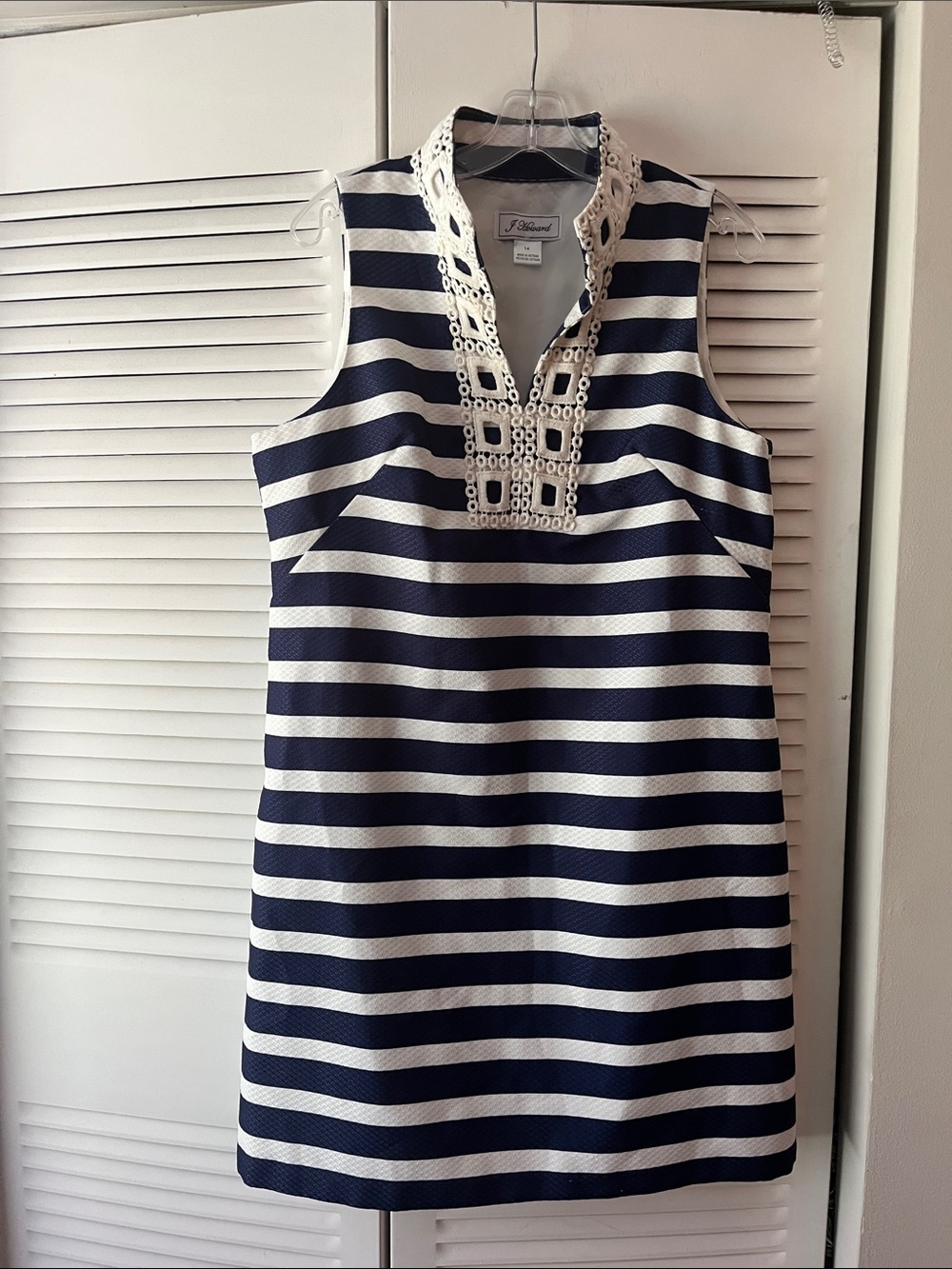 J. Howard Women’s Navy/White Striped Sleeveless Dress Size 14